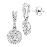 0.48ct Diamond Pave Set Round Stud and Drop Earrings in 9ct White Gold